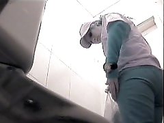 3 movies - Feeds from spy cam hidden in ladies room in warehouse